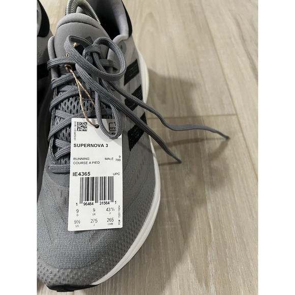 Adidas Supernova 3 Size 9.5 Grey Black Men Running & Jogging Sneaker IE4365